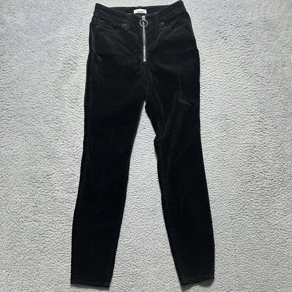 Good American Good Legs Black Velvet Skinny Jeans‎ Women's Size 6/28 Exposed Zip